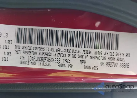 2015 Jeep Cherokee Latitude z USA, uszkodzony, nr VIN 1C4PJMCB2FW564626